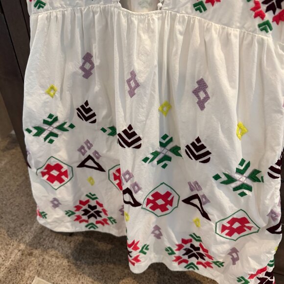 Anthropologie Boho Embroidered Cotton Midi Dress Sleeveless Festival Peasant L - Picture 7 of 11